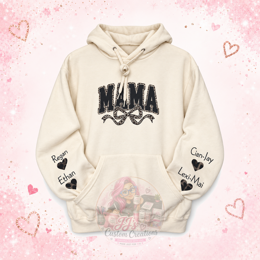 Personalised cream Mama hoodie with children's names
