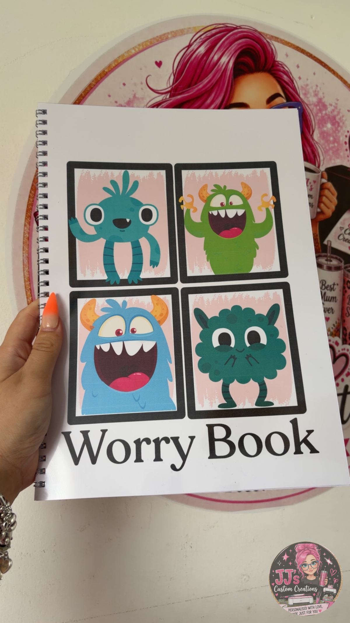 Pink Worry Book spiral-bound product photo